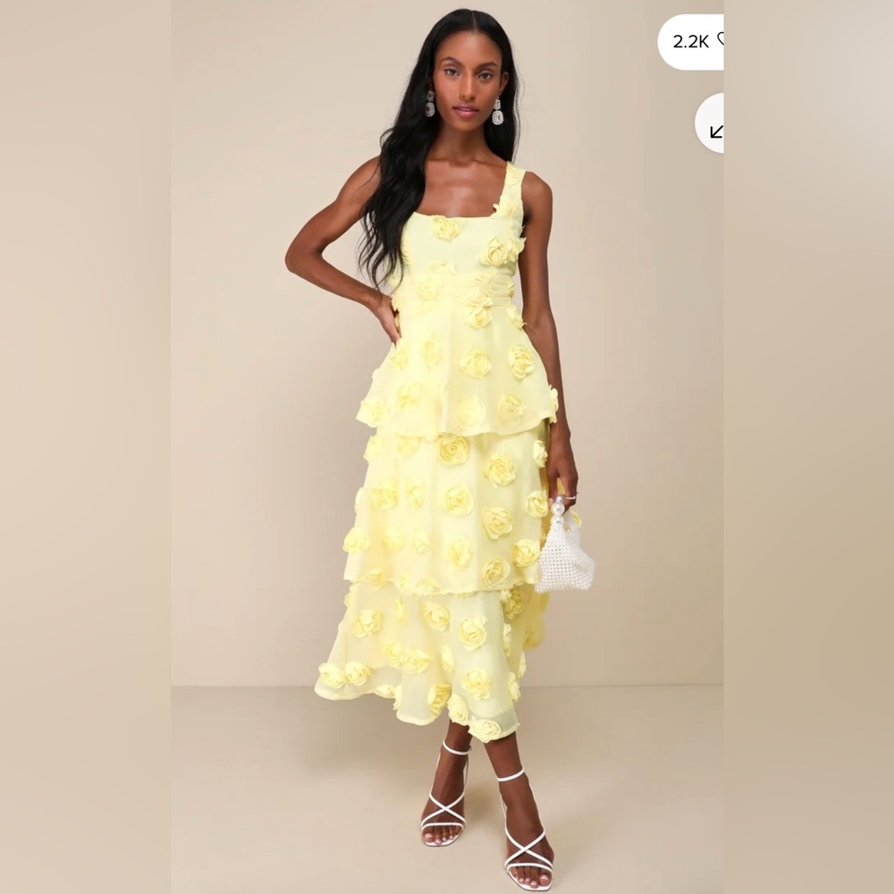 Lulu's Yellow Floral Layered Maxi Dress